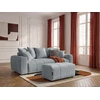 Image de Canapé 3 places convertible ROXELANE tissu chiné avec pouf gris clair BOBOCHIC