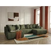 Image de Canapé panoramique convertible ROXELANE tissu chiné vert angle droit BOBOCHIC 6 places