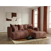 Image de Canapé d'angle L convertible coffre ROXELANE tissu chiné avec pouf rouge angle gauche BOBOCHIC 4 places
