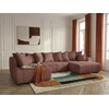 Image de Canapé panoramique convertible ROXELANE tissu chiné rouge angle droit BOBOCHIC 6 places