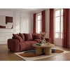 Image de Canapé droit 3 places convertible ROXELANE tissu bouclette rouge BOBOCHIC