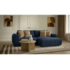 Image de Canapé d'angle compact convertible coffre LUCIEN gros côtelé doux bleu foncé angle droit BOBOCHIC 3 places