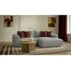 Image de Canapé d'angle compact convertible coffre LUCIEN gros côtelé doux gris clair angle droit BOBOCHIC 3 places