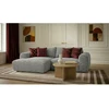 Image de Canapé d'angle compact convertible coffre LUCIEN gros côtelé doux gris clair angle gauche BOBOCHIC 3 places