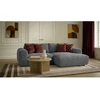 Image de Canapé d'angle compact convertible coffre LUCIEN gros côtelé doux gris foncé angle droit BOBOCHIC 3 places