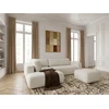Image de Canapé angle L convertible coffre DENISE tissu texturé avec pouf blanc angle gauche BOBOCHIC 4 places
