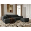 Image de Canapé angle L convertible coffre DENISE tissu texturé avec pouf noir angle gauche BOBOCHIC 4 places