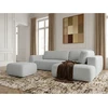 Image de Canapé angle L convertible coffre DENISE tissu texturé avec pouf gris clair angle droit BOBOCHIC 4 places