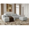 Image de Canapé angle L convertible coffre DENISE tissu texturé avec pouf gris clair angle gauche BOBOCHIC 4 places