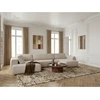 Image de Canapé panoramique convertible coffre DENISE tissu texturé beige angle droit BOBOCHIC 6 places
