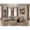 Image de Canapé panoramique convertible coffre DENISE tissu texturé avec pouf beige angle droit BOBOCHIC 6 places