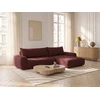 Image de Canapé d'angle réversible convertible HONORE tissu chenille rouge BOBOCHIC 3 places