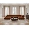 Image de Canapé panoramique avance-recule électrique ANDRE tissu texturé orange angle droit BOBOCHIC 4 places