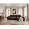 Image de Canapé d'angle convertible électrique avance-recule THEO tissu chenille marron angle droit BOBOCHIC 3 places