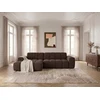 Image de Canapé d'angle convertible électrique avance-recule THEO tissu chenille marron angle gauche BOBOCHIC 3 places