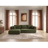 Image de Canapé d'angle convertible avance-recule électrique CLOVIS tissu lisse vert angle gauche BOBOCHIC 3 places