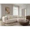 Image de Canapé d'angle convertible avance-recule électrique AUDE tissu bouclette blanc angle droit BOBOCHIC 3 places