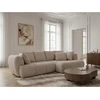 Image de Canapé d'angle convertible avance-recule électrique AUDE tissu bouclette beige angle droit BOBOCHIC 3 places