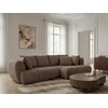 Image de Canapé d'angle convertible avance-recule électrique AUDE tissu bouclette marron angle droit BOBOCHIC 3 places