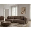 Image de Canapé d'angle convertible avance-recule électrique AUDE tissu bouclette marron angle gauche BOBOCHIC 3 places