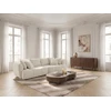 Image de Canapé droit convertible double avance-recule électrique AUDE tissu bouclette blanc BOBOCHIC 3 places