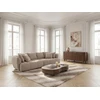 Image de Canapé droit convertible double avance-recule électrique AUDE tissu bouclette beige BOBOCHIC 3 places