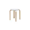 Image de ARTEK - Tabouret empilable L-leg - Blanc - Lamellé-collé de bouleau - Designer Alvar Aalto