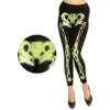 Image de Legging squelette vert fluo pour adulte   leggings Halloween et soirée fluo taille S/M