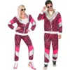 Image de Déguisement survêtement fluo rose et noir années 80 Tigre Rose   veste et pantalon pour adulte - XL