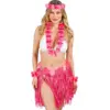 Image de Kit déguisement hawaïenne rose   jupe hula et accessoires pour soirée tropicale