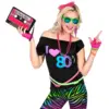 Image de T-shirt mode années 80 pour adulte   haut rétro pour soirée années 80 et festival - S/M