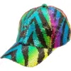 Image de Casquette à paillettes motif tigre arc-en-ciel   accessoire festif pour festival, carnaval et soirée à thème