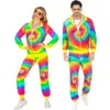 Image de Déguisement hippie psychédélique Tie & Dye fluo adulte   veste et pantalon - L