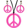 Image de Collier hippie rose néon avec boucles d'oreilles   Kit d'accessoires fluo pour soirée et festival
