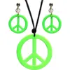 Image de Collier hippie vert néon avec boucles d'oreilles   kit d'accessoires fluo pour soirée et festival