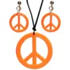 Image de Collier hippie orange néon avec boucles d'oreilles   set d'accessoires fluo pour soirée et festival