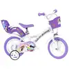 Image de Vélo enfant dino bikes unicorn academy 12 pouces blanc violet avec panier et roues stabilisatrices AUA612GL-UA en occasion ou reconditionné