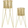 Image de Cache-pot Mauro Ferretti Glod (x2) Doré 21x20x46-18x18x32 cm 1427850000