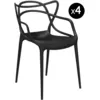 Image de Kartell - Lot de 4 chaises empilables Masters - Noir - Technopolymère thermoplastique recyclé - Designer Philippe STARCK with Eugeni QUITLLET
