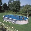 Image de Piscine ovale acier 8,15m x 4,90m x H: 1,32m - Filtration à sable - Renforts apparents