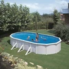 Image de Piscine ovale acier 6,34m x 3,99m x H: 1,22m - Filtration à cartouche - Renfort apparents