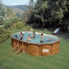 Image de Piscine ovale acier 5,27m x 3,27m x H: 1,22m - Imitation bois - Filtration à sable - Renfort apparents