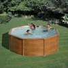 Image de Piscine ronde acier Ø3,70m x H: 1,22m - Imitation bois - Filtration à sable