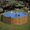 Image de Piscine ronde acier Ø3,70m x H: 1,22m - Imitation bois - Filtration à cartouche
