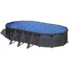 Image de Piscine ovale acier 7,44m x 3,99m x H: 1,22m - Gris anthracite - Filtration à sable - Renforts apparents