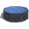 Image de Piscine ronde acier Ø3,70m x H: 1,22m - Gris anthracite - Filtration à sable
