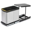 Image de Bac à recyclage pour montage inférieur et extraction manuelle/automatique dans les éléments de cuisine - Inox 2x12 litres plast