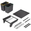 Image de Bac de tri sélectif pour montage latéral sur meuble de cuisine Recycle 2x24litres - Acier - Plastique gris anthracite