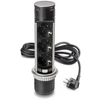Image de Multiconnecteur Vertikal Push 60 - diamètre 60 mm - 3 prises de type Schuko - 1 USB de type A - 1 USB de type C - Acier et