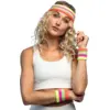 Image de Lot de 3 Bandeaux Éponge Fluo Tricolore   Bandeau et Bracelets Années 80